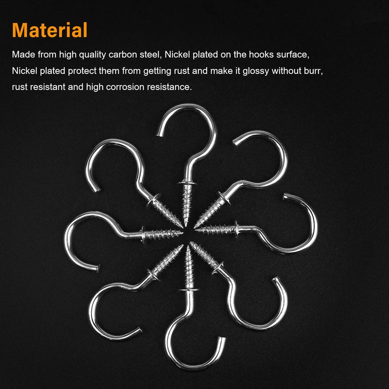 Powlankou 1inch Nickel Plated Metal Screw-in Ceiling Hooks Cup Hooks Silver, 120 Pieces - Image 2